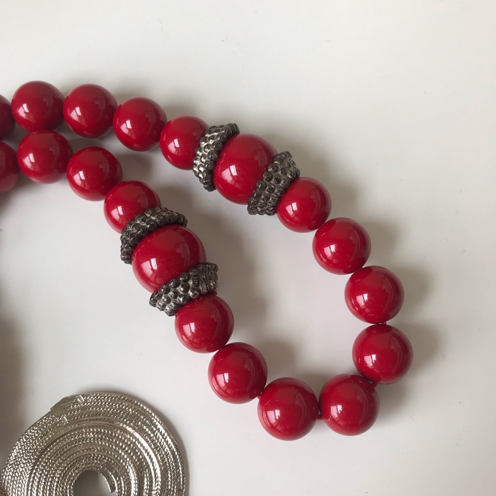 Kenneth Lane Vintage Large Coin Beaded Statement Necklace - Picture 7 of 14